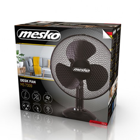Mesko | Fan | MS 7309 | Table Fan | Black | Diameter 30 cm | Number of speeds 3 | Oscillation | 40 W | No - 3